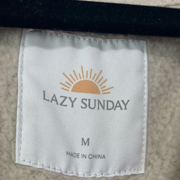 Lazy Sunday Aspen Back Embo Zip Up Hoodie - Cream Medium - Picture 3 of 6
